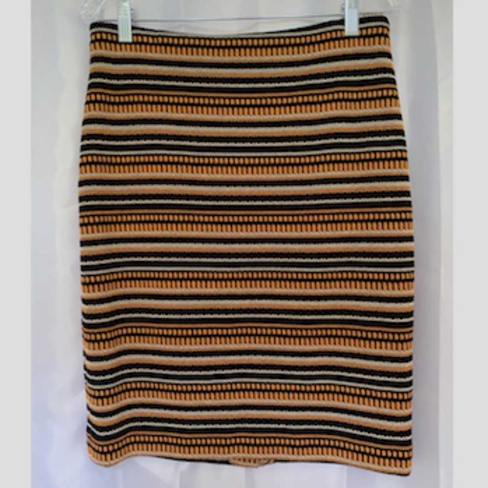 Doncaster Collection Woven Knit Skirt Multi Striped Orange Brown Size 6